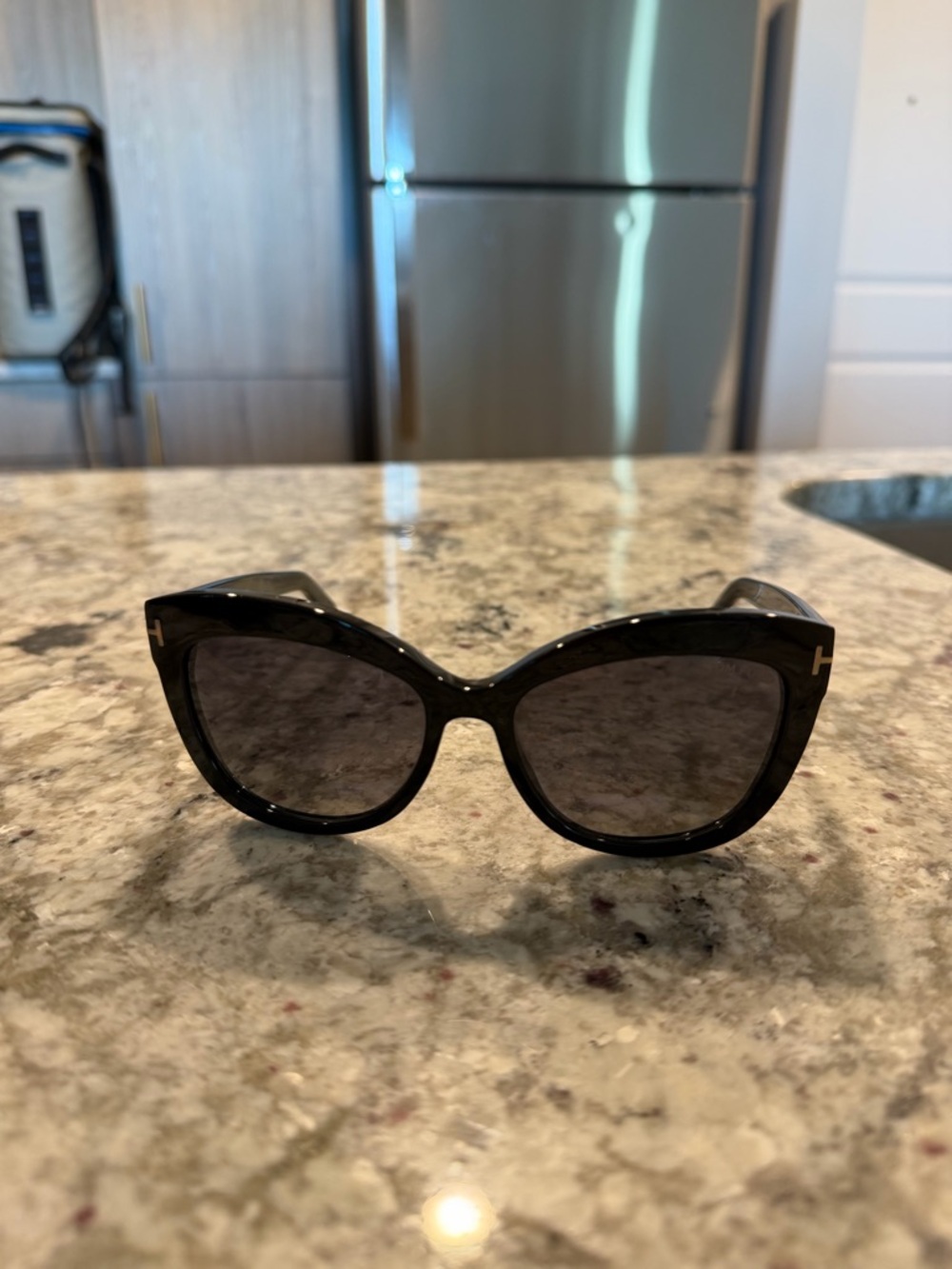 Tom Ford Black Cat-Eye Sunglasses with Dark Lenses